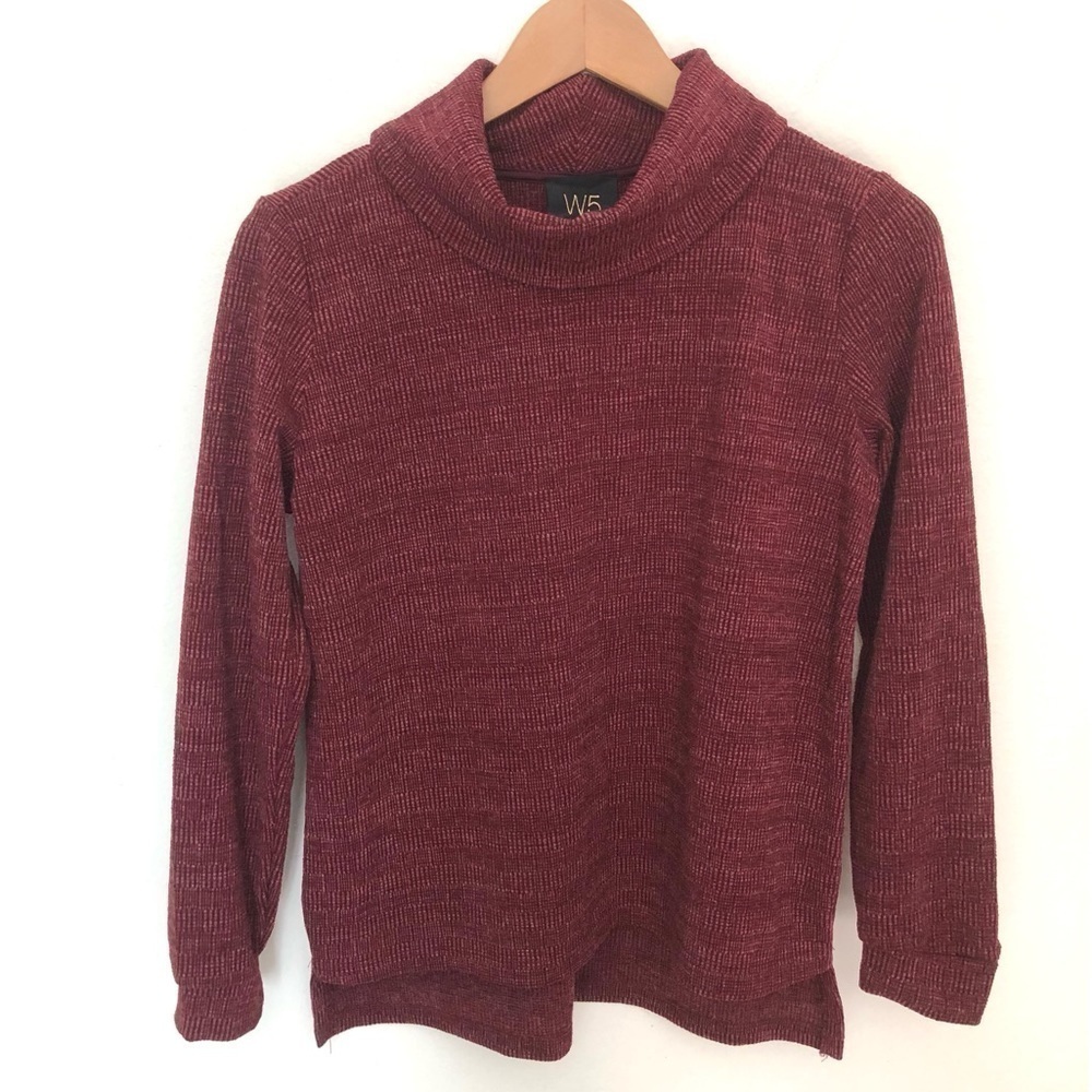 W5 Textured Knit Cowl Neck Top